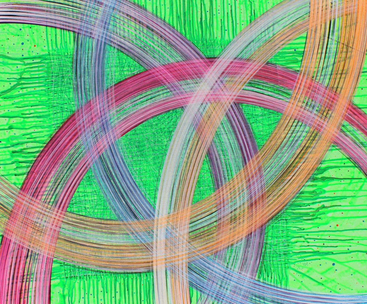 Abstract Acrylic Painting By Tingqun Zhang, 39 X 31", 2024.8.9, Original Artwork