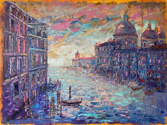 "Colors of Venice". Original oil painting abstract. XXL