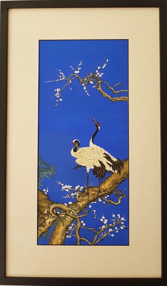 Cranes and Peach Blossom