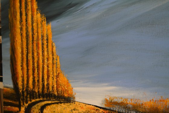 Poplars and the Storm-  Fields and Colors Series