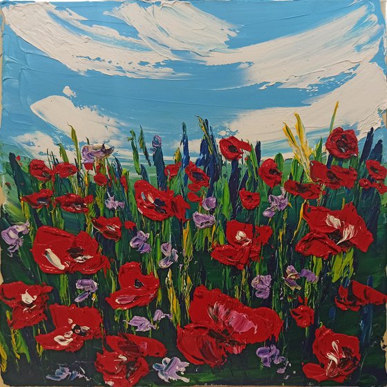 Impasto poppies at the meadow