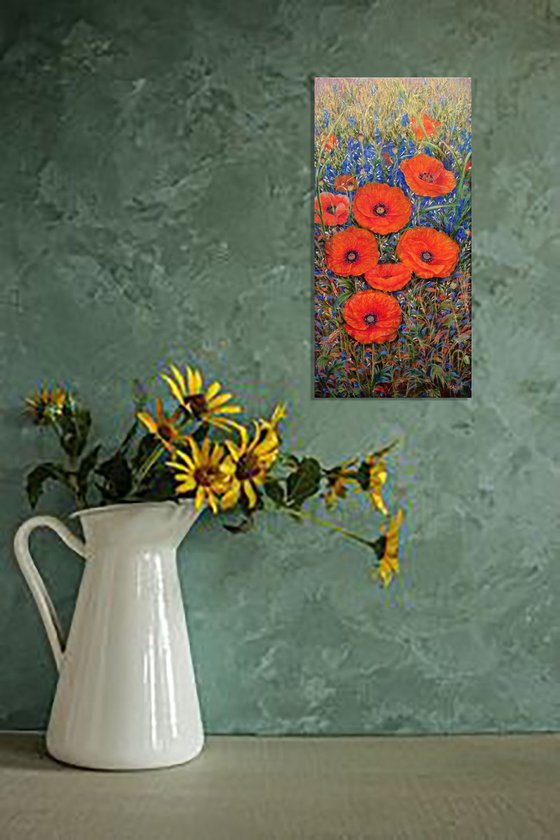 Poppies with wild flowers.