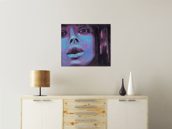 Electric Blue Female Portrait — Striking