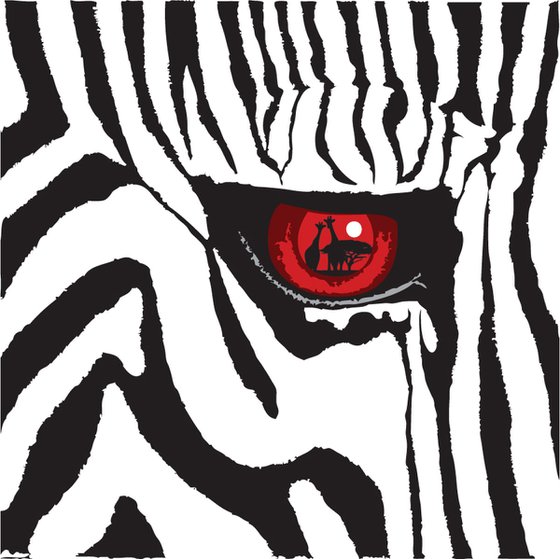 Zebra with 2 Giraffes in eye