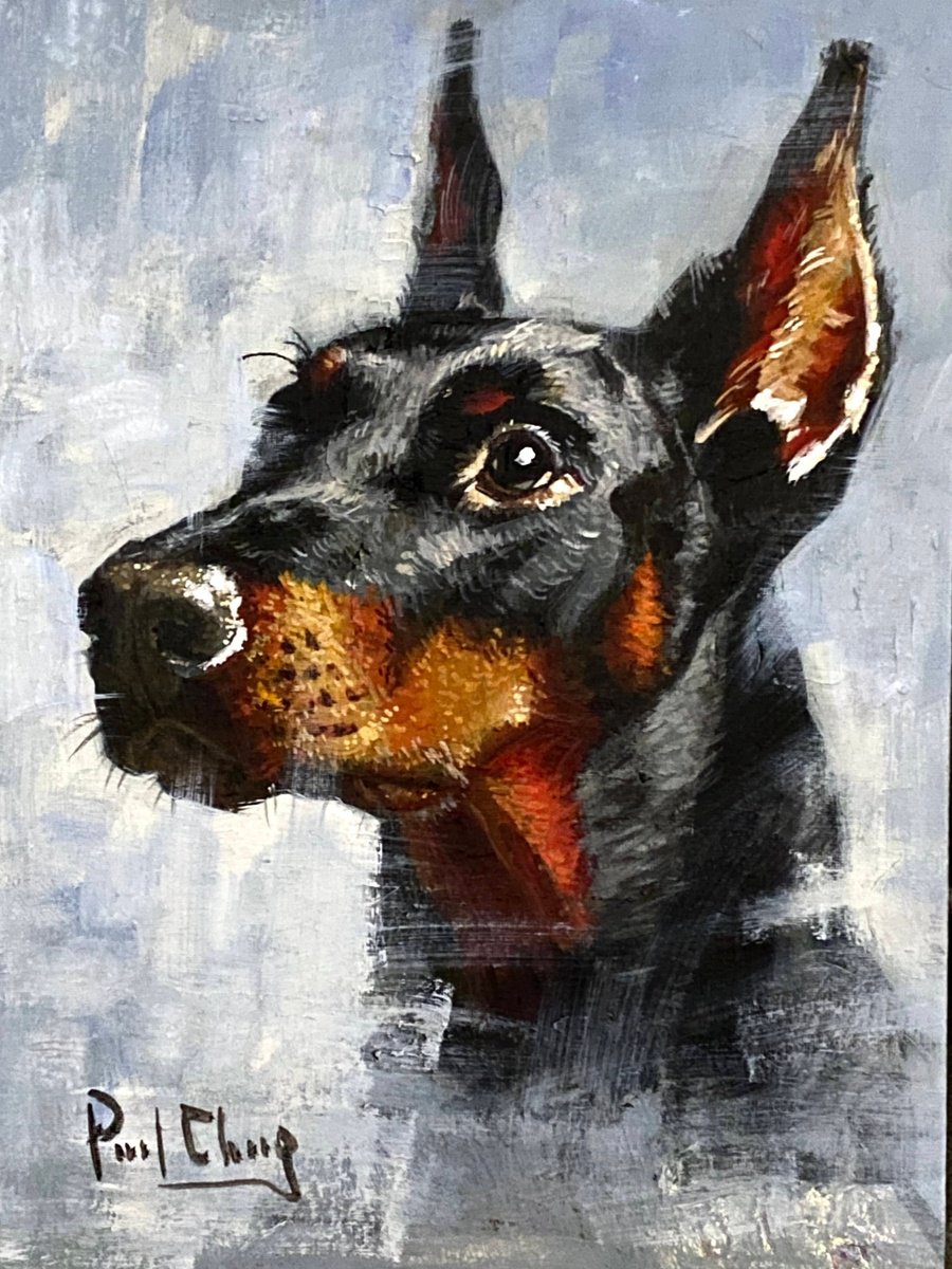 Impressionistic Animal Acrylic Painting By Paul Cheng, 12 X 16", Vigilance, Original Artwork