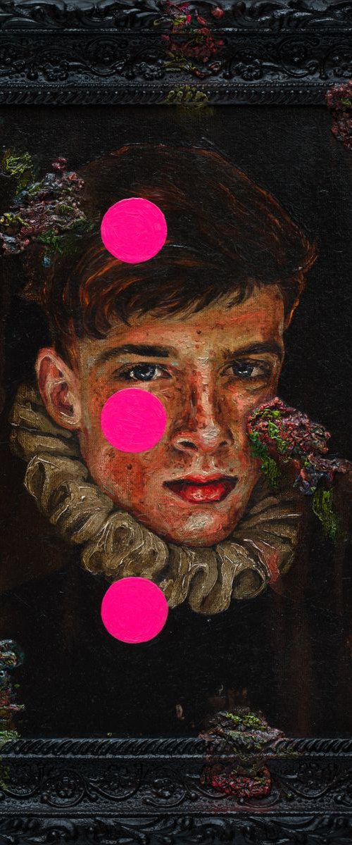 Portrait of a Young Man with Pink Circles by Oleksandr Balbyshev
