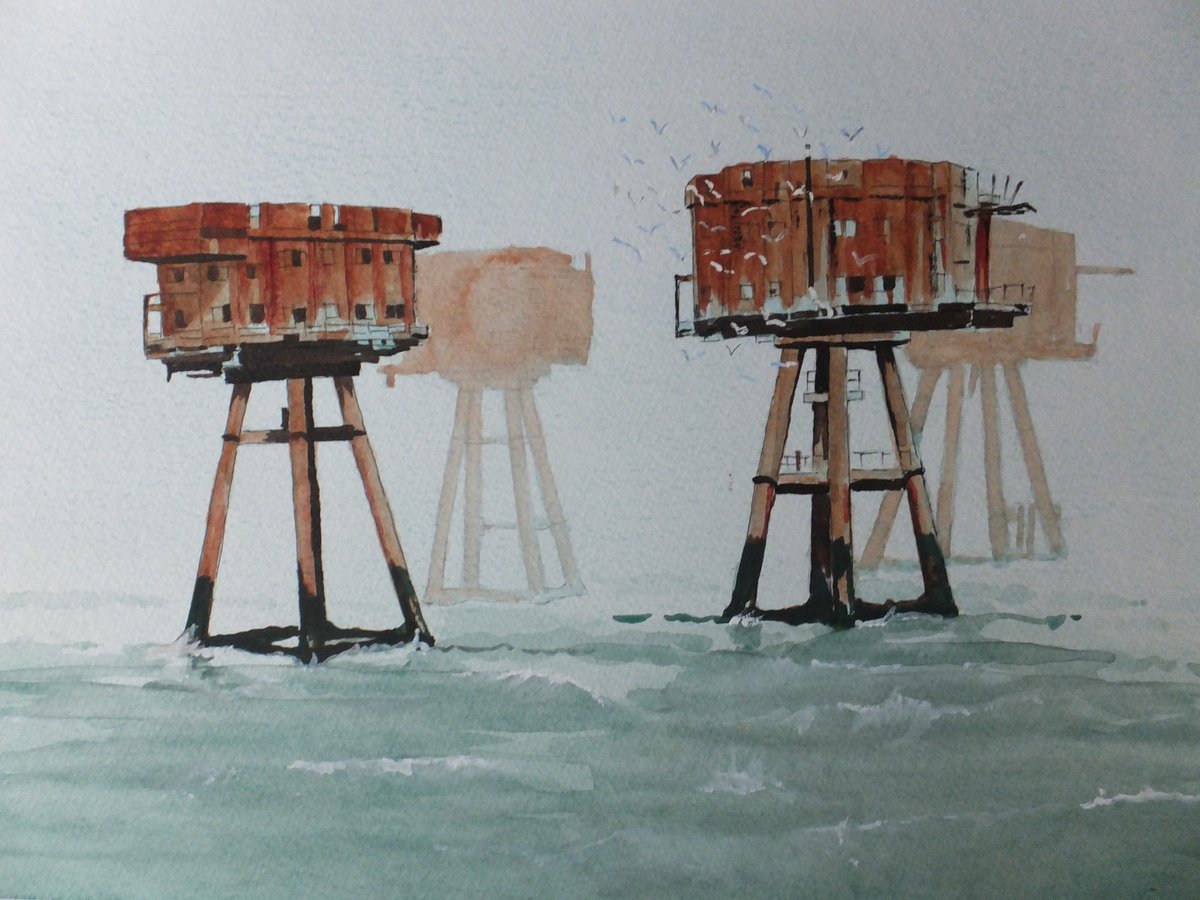 Maunsell Sea Forts in Thames Estuary by David Harmer