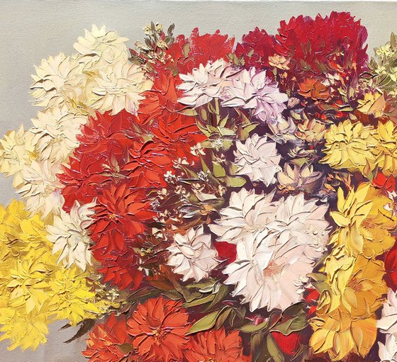 Wild flowers(100x80cm, oil painting, palette knife)