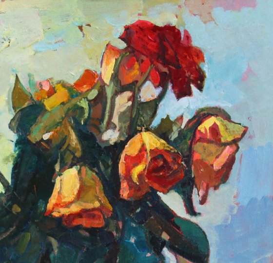 Roses with pomegranates