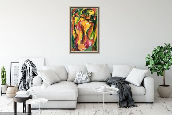 NUDE. MODEL IN PARIS - original painting, love erotic, impressionistic, spring emotions