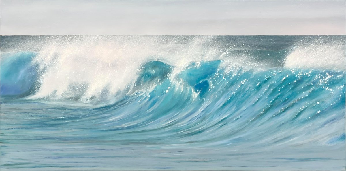 Photorealistic Oil Painting , Eternally Free Ocean By Alla Kallas, 24 X 12, Artwork For Sale On Artfinder