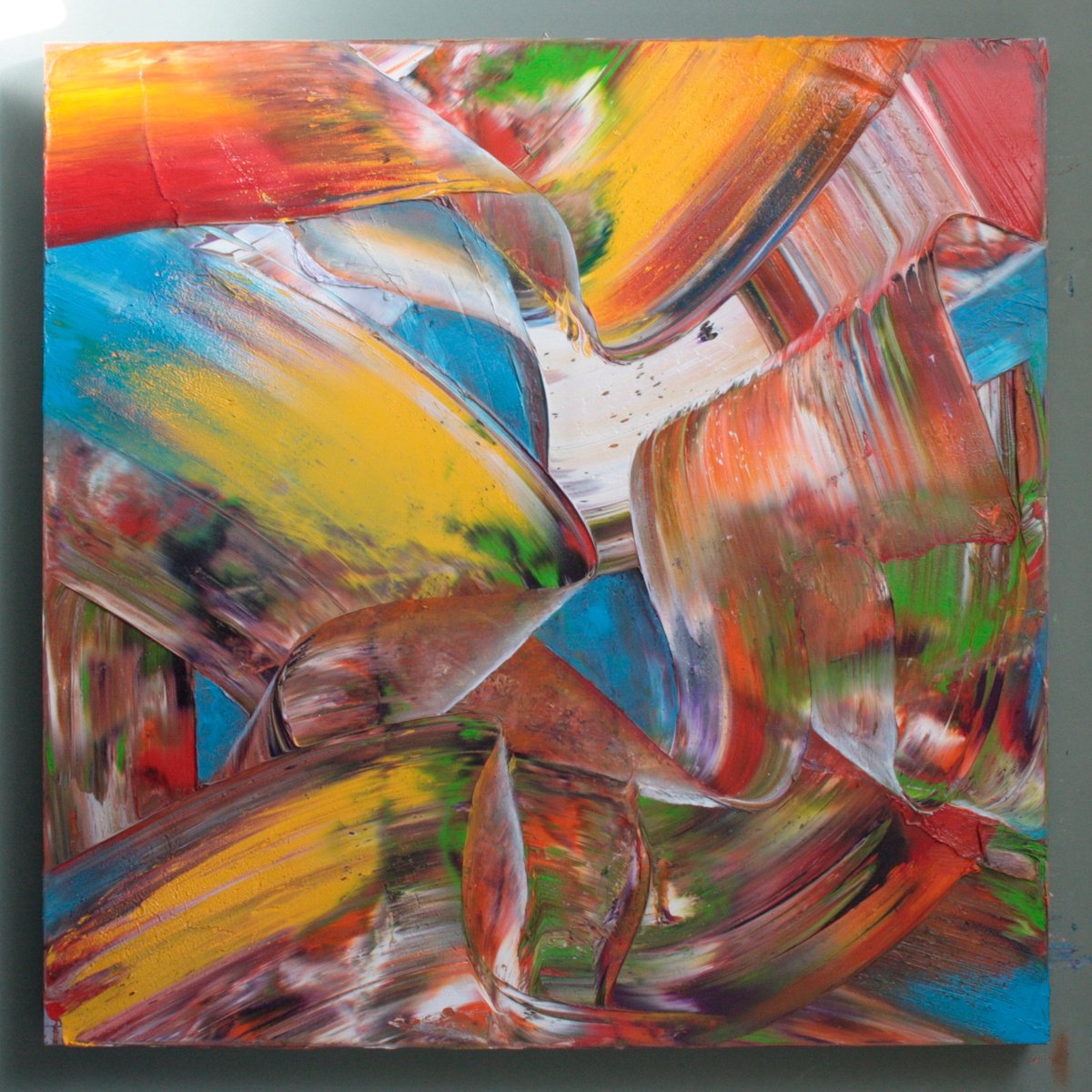 Organic Abstract Oil Painting By Giuseppe Pastore, 31 X 31, Solar, Original Artwork