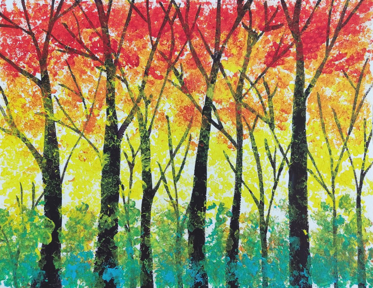 Impressionistic Landscape Acrylic Painting By Jing Chen, 14 X 11, Energy, Original Artwork