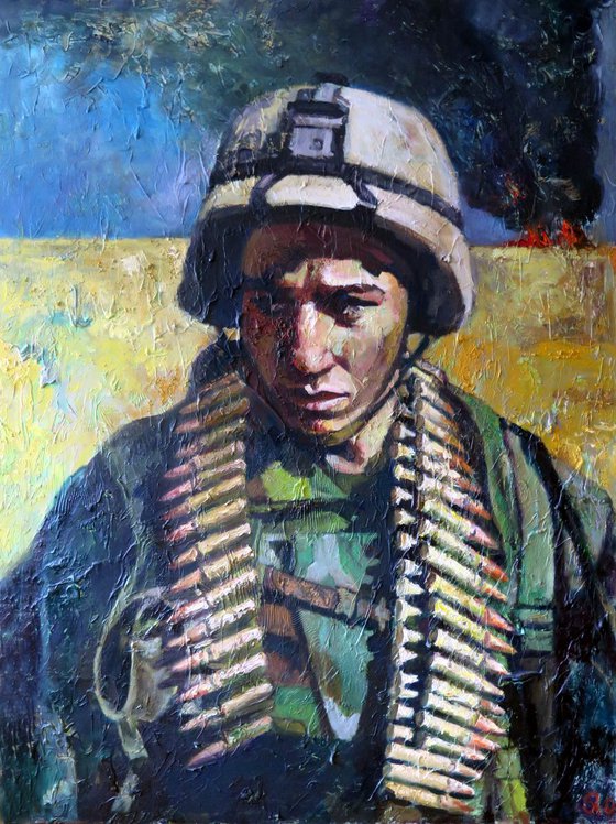 Large Oil Painting "Disgust"-Contemporary,Military