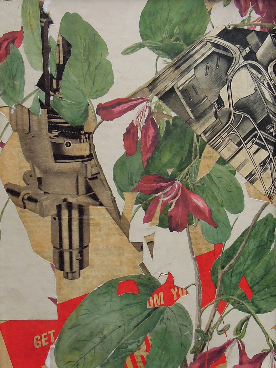 Botanical Collage By Benjamin West, 6 X 8, Plant Machina 2, Original Artwork