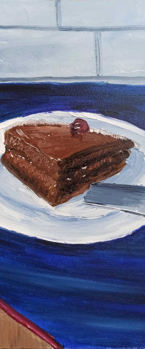 Slice of chocolate cake. still life by Dmitry Fedorov