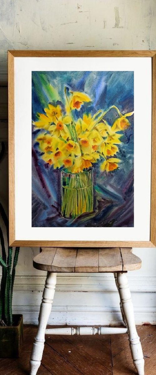 Energizing yellow daffodils by Olga Drozdova