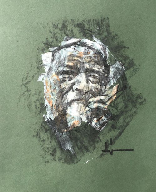 Old Man Smoking by Dominique Dève