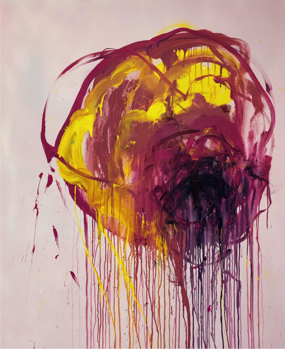 Abstract Botanical Acrylic Painting By Rosi Roys, 47 X 57", Flower 10, Original Artwork