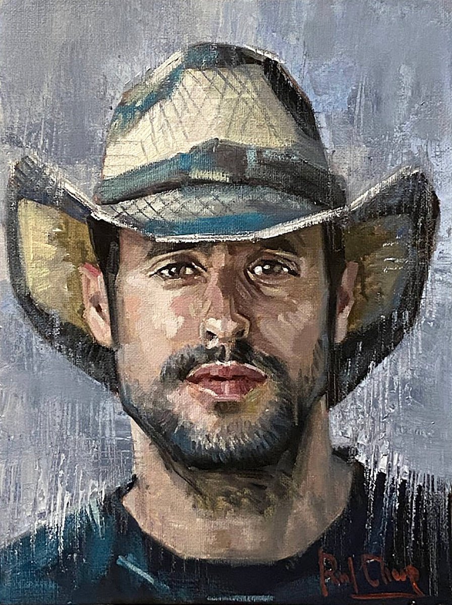 Cowboy with Blue Hat by Paul Cheng