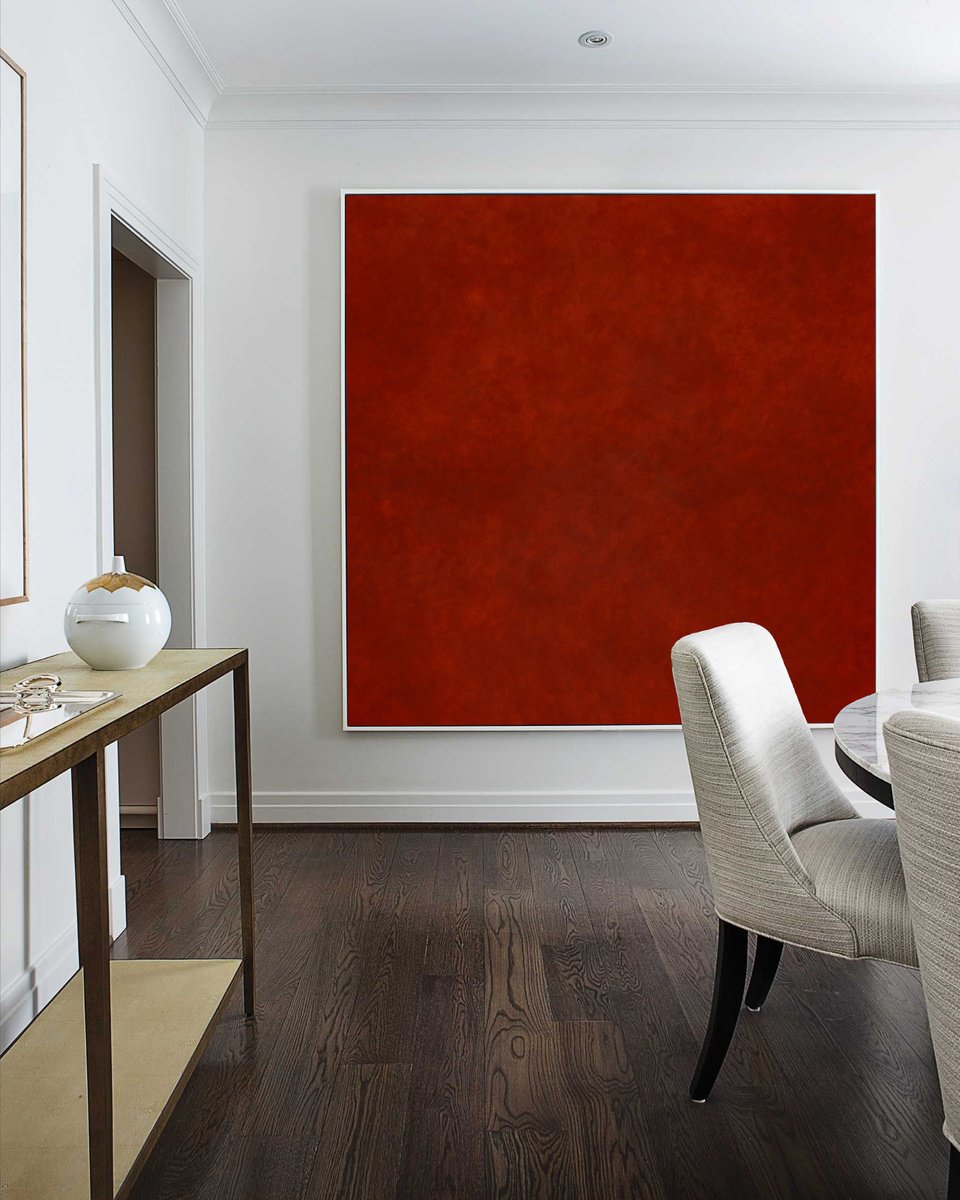 Abstract Oil Painting By Nataliia Sydorova, 75 X 75", Venetian Red, Original Artwork