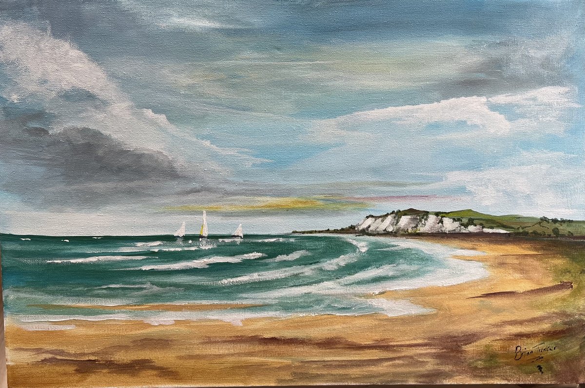 Impressionistic Landscape Acrylic Painting By Brian Tucker, 24 X 16, Camber To Pett Level, Original Artwork