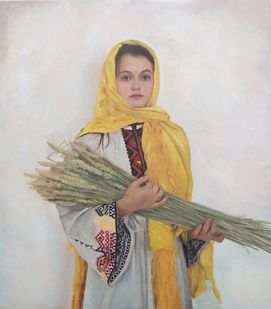 Girl with sheaves of wheat by Radosveta Zhelyazkova