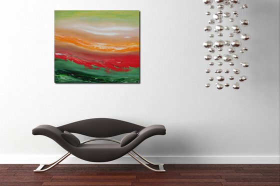 Red cut - 70x60 cm,  Original abstract painting, oil on canvas