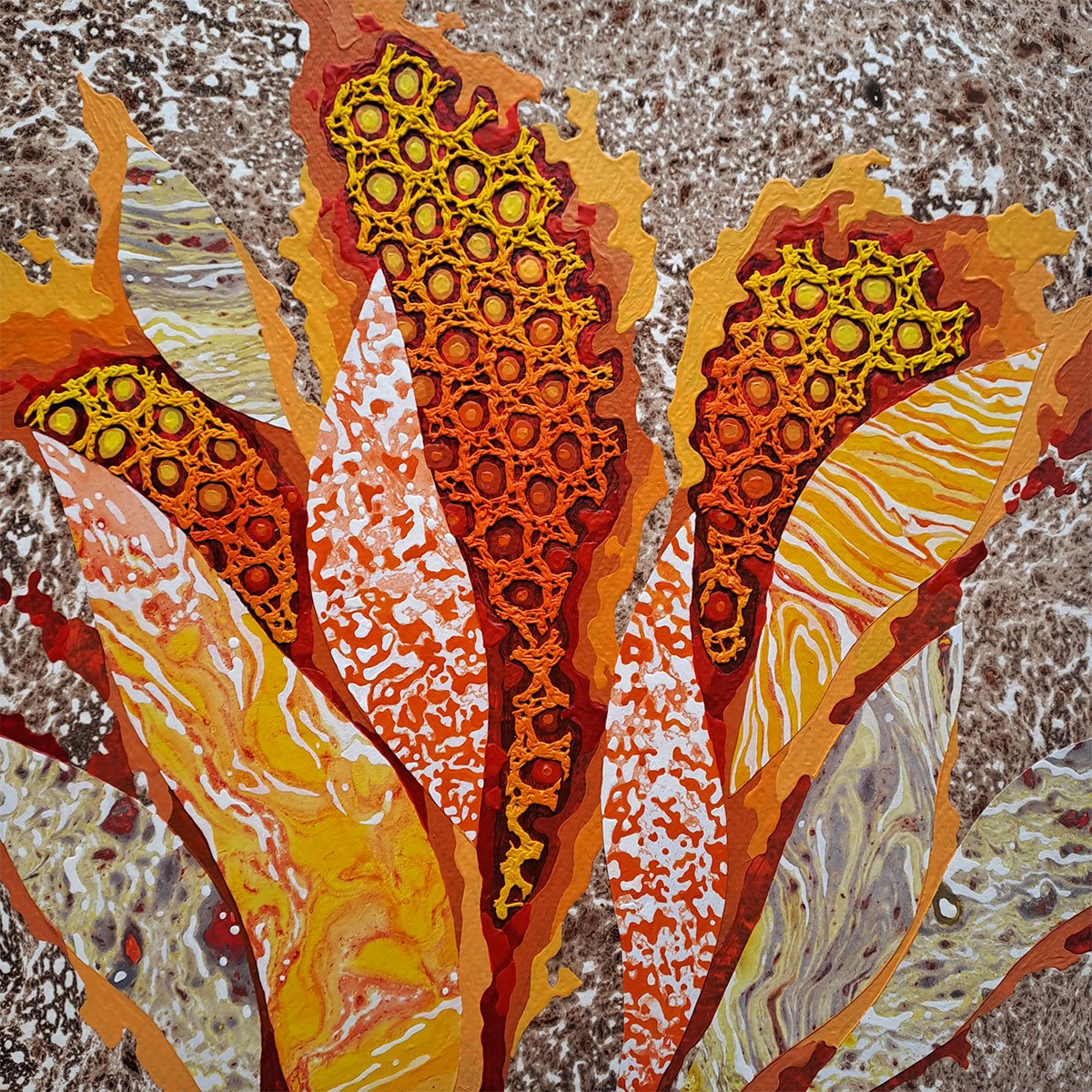 Amber Flowers By Mariia Raskin, 10 X 10, Artwork For Sale On Artfinder