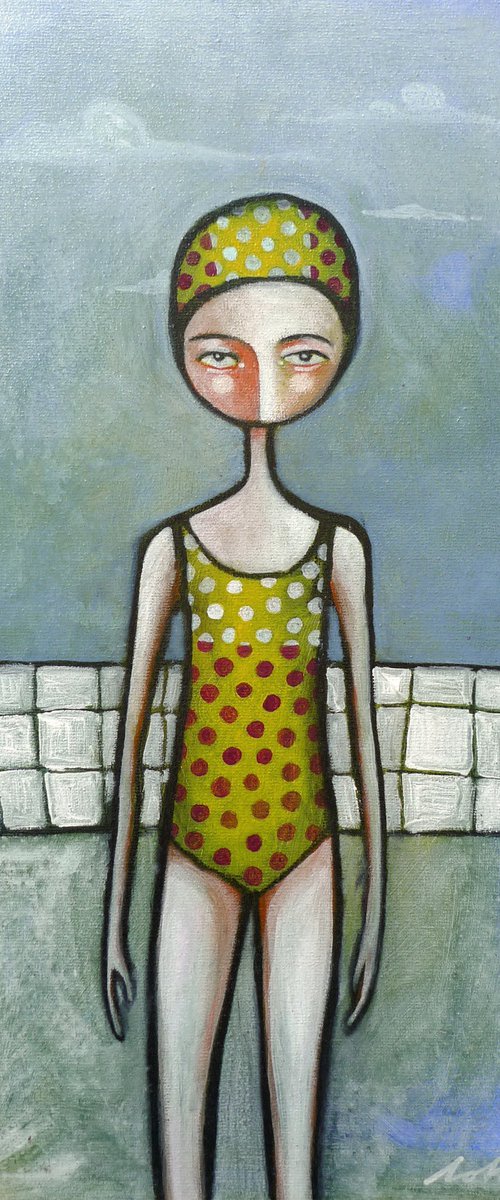 Girl in a polka dot bathing suit by Lotte Teussink