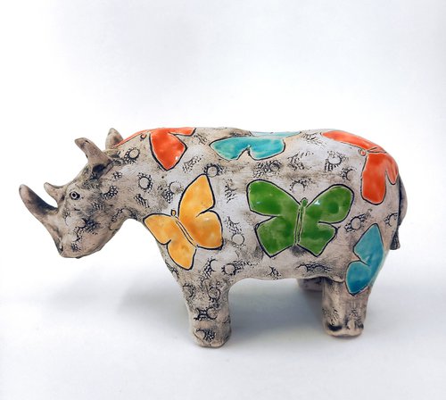 Rhino with Butterflies by Izabell Nemechek