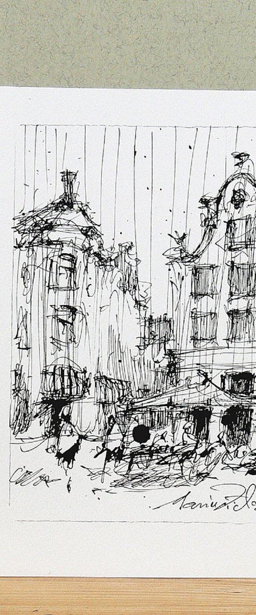 Amsterdam, Ink Drawing. by Marin Victor