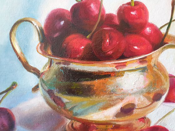 "Yummy!  " still life liGHt original painting PALETTE KNIFE  GIFT (2021)