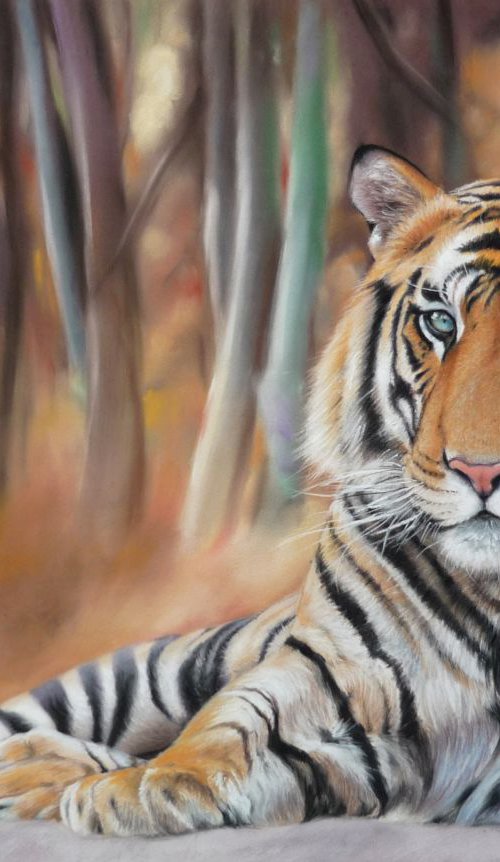 Bengal tiger. Original Pastel Portrait by Elena Bondarenko