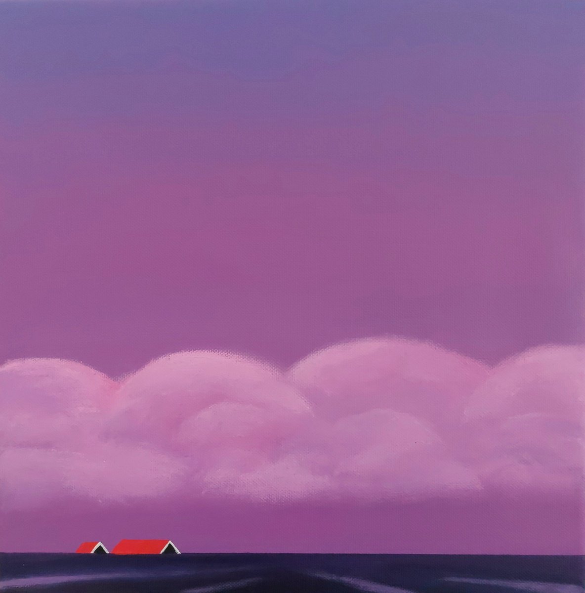 Landscape Acrylic Painting By Nelly Van Nieuwenhuijzen, 12 X 12", Dawn (3), Original Artwork