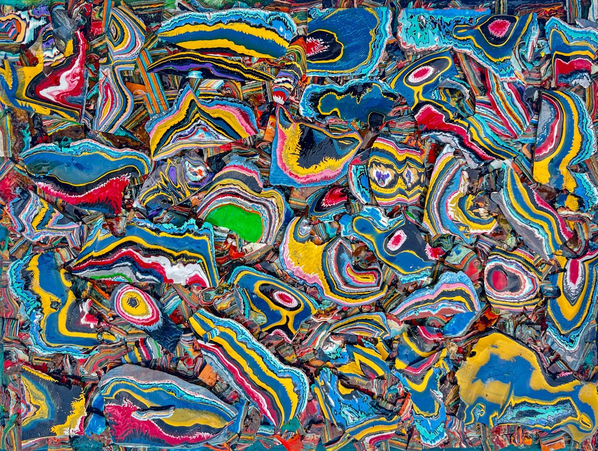 Organic Abstract Oil Painting By Dan Mckay, 12 X 9, Mosaic #120, Original Artwork