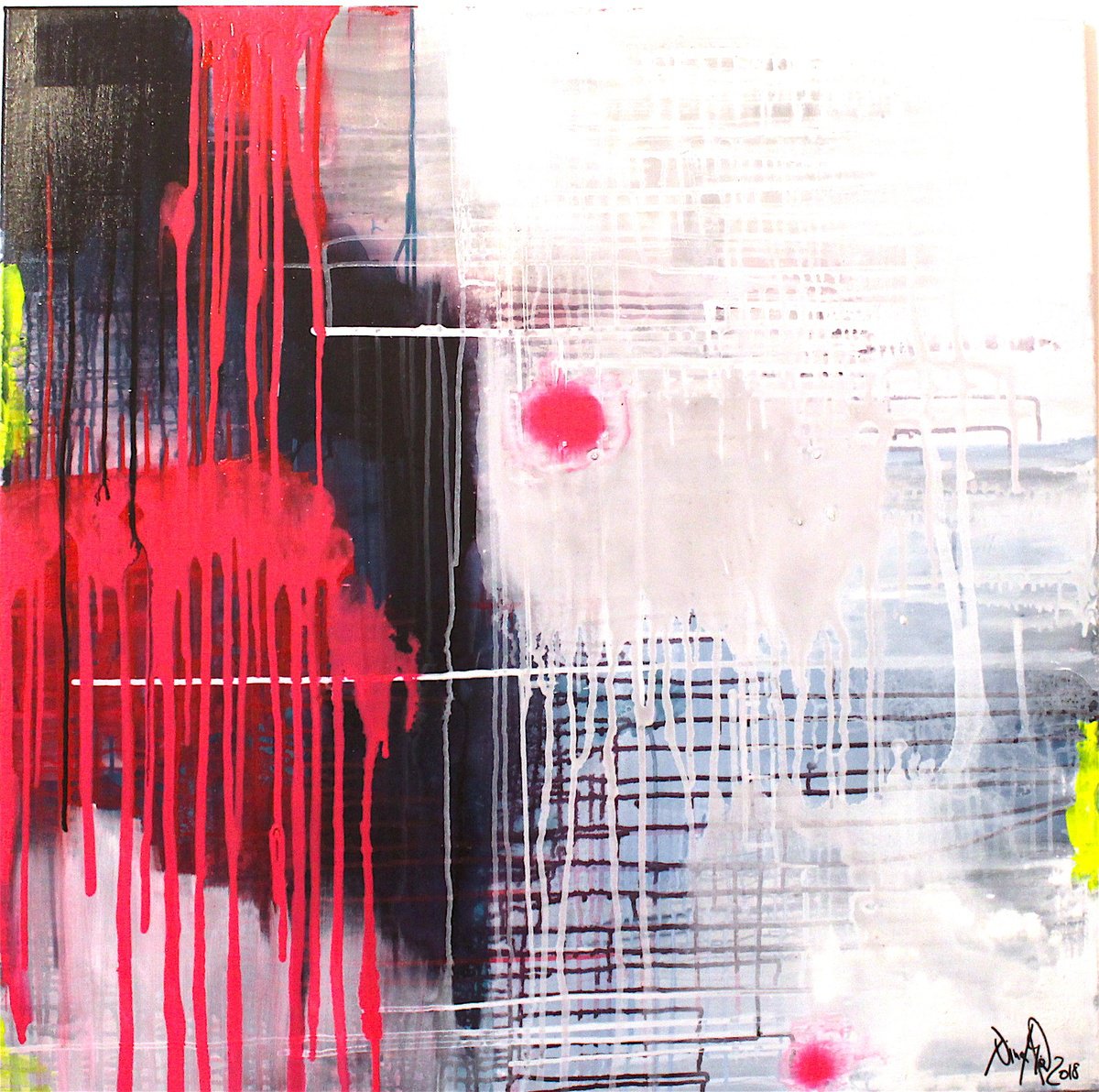 Abstract Acrylic Painting By Nina Mahnik, 39 X 39", Sunset, Original Artwork