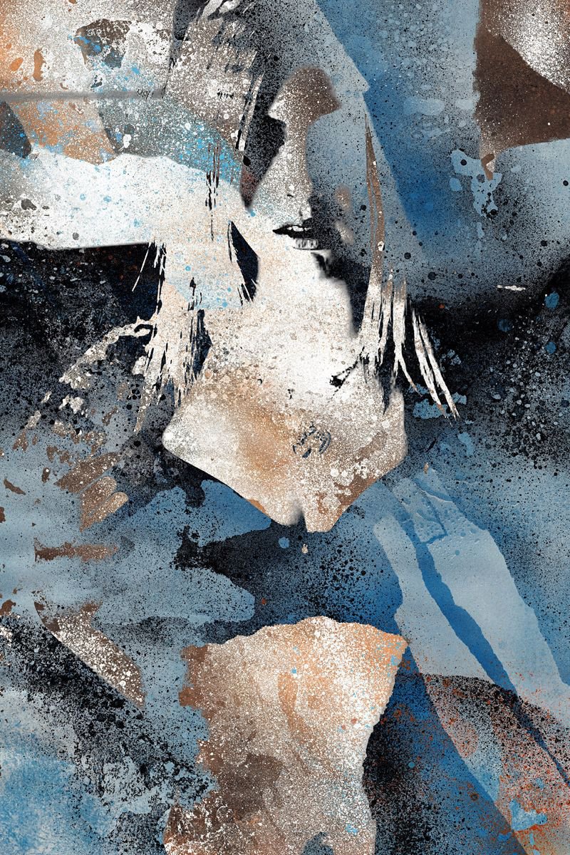 Grind blue | graffiti giclee print | sexy girl silhouette | spray paint painting by Marco Paludet