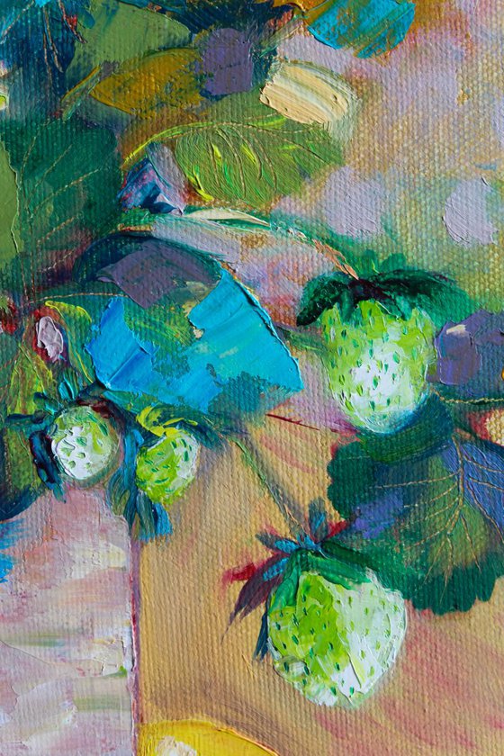Strawberries and lemons - Still life Oil painting