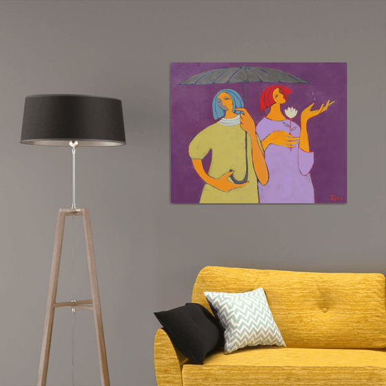 Two under an umbrella.