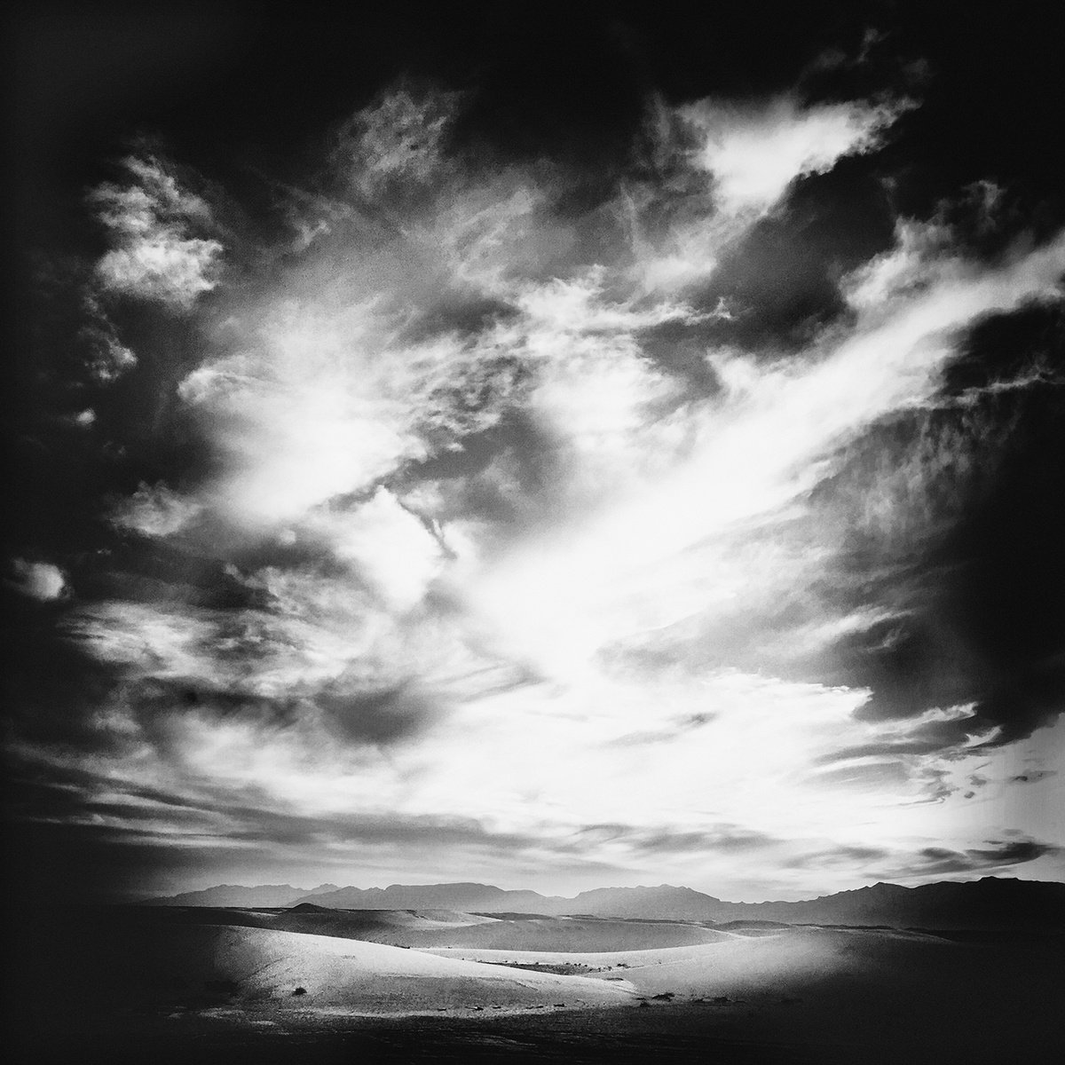 Photorealistic Landscape Photograph By Heike Bohnstengel, 20 X 20, Evening Sky, White Sands, Nm, Original Artwork
