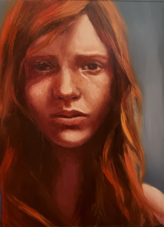 Oil portrait of a young red haired woman 0623-001