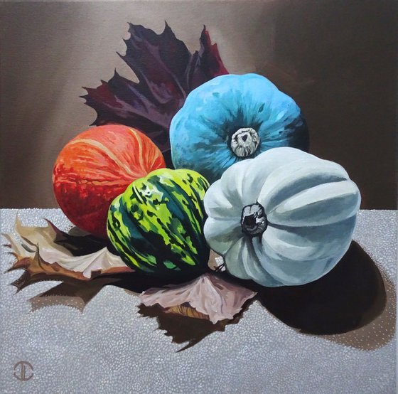 Still Life Autumnal Gourds
