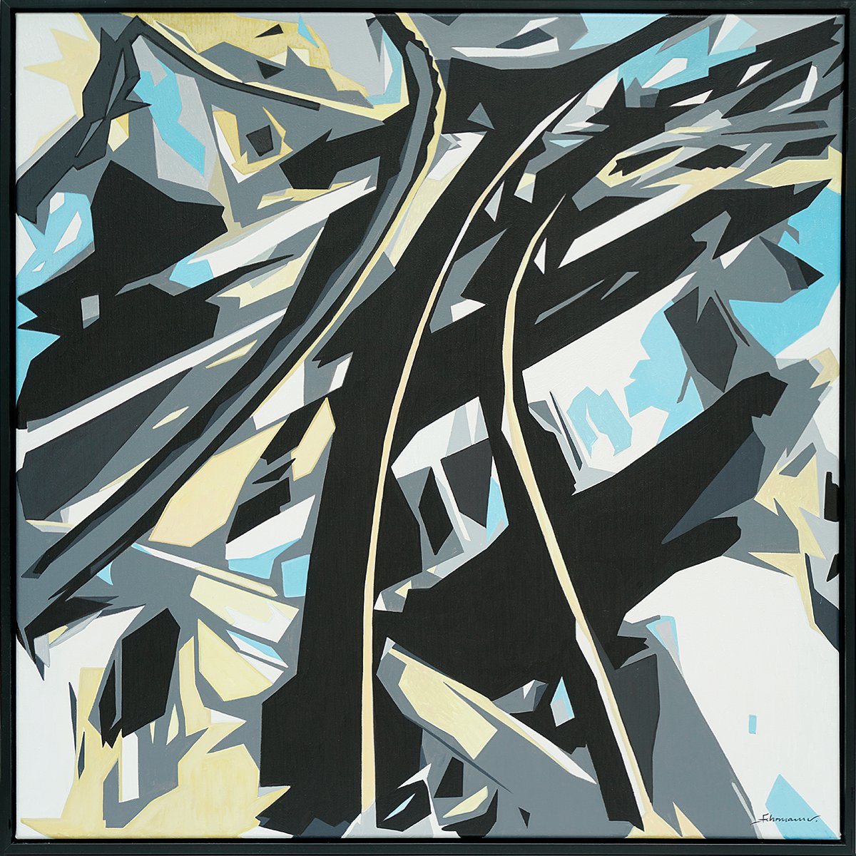 Urban And Pop Cityscapes Acrylic Painting By Uwe Fehrmann, 33 X 33", Always And Everywhere, No. 1, Original Artwork