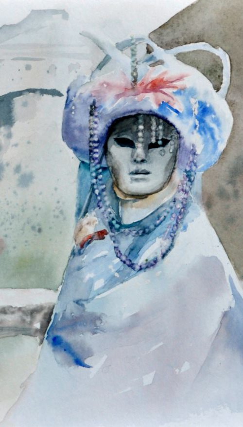 CARNEVALE 1 original watercolor by Beata van Wijngaarden