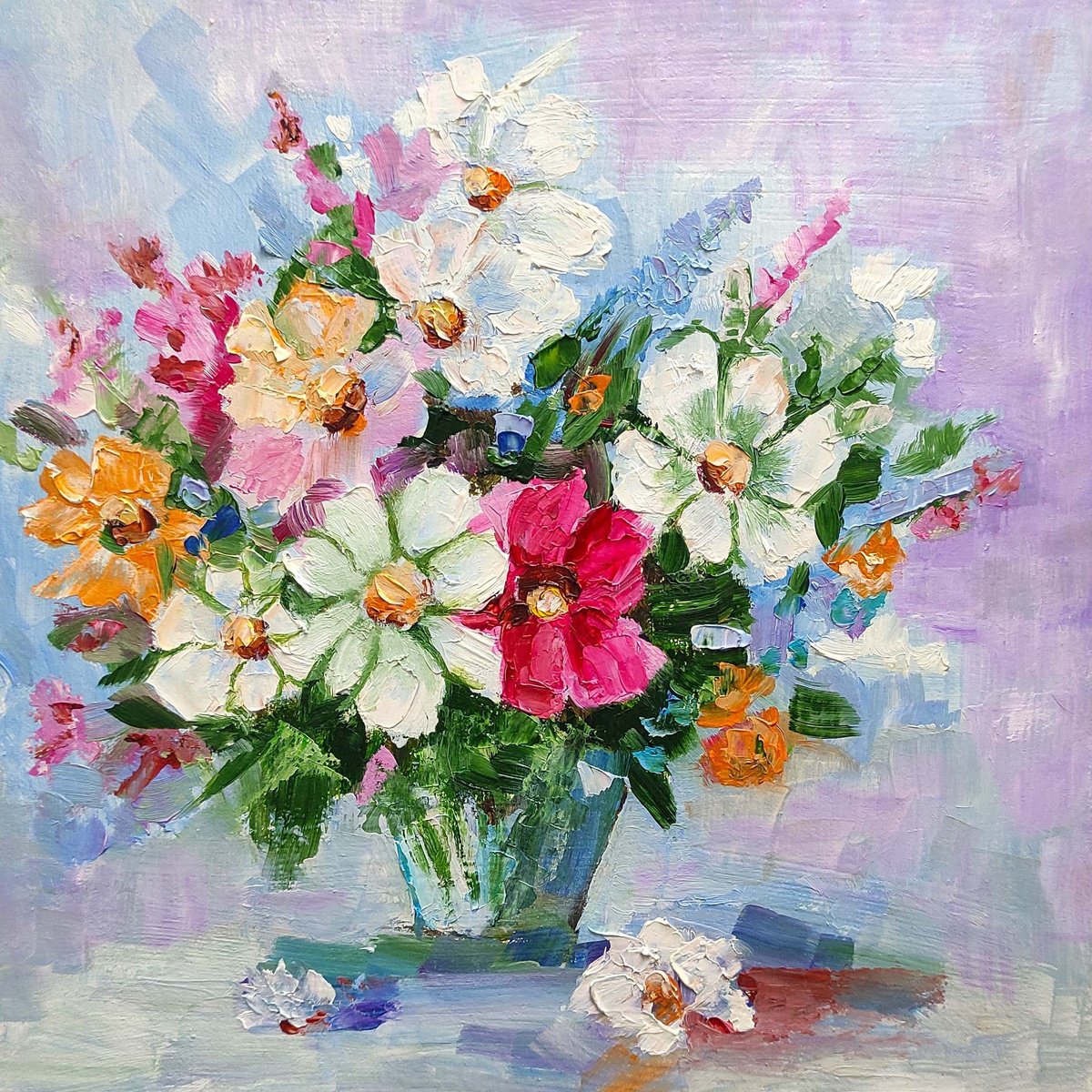 Bouquet Painting Floral Original Art Small Artwork Flower Still Life by Yulia Berseneva