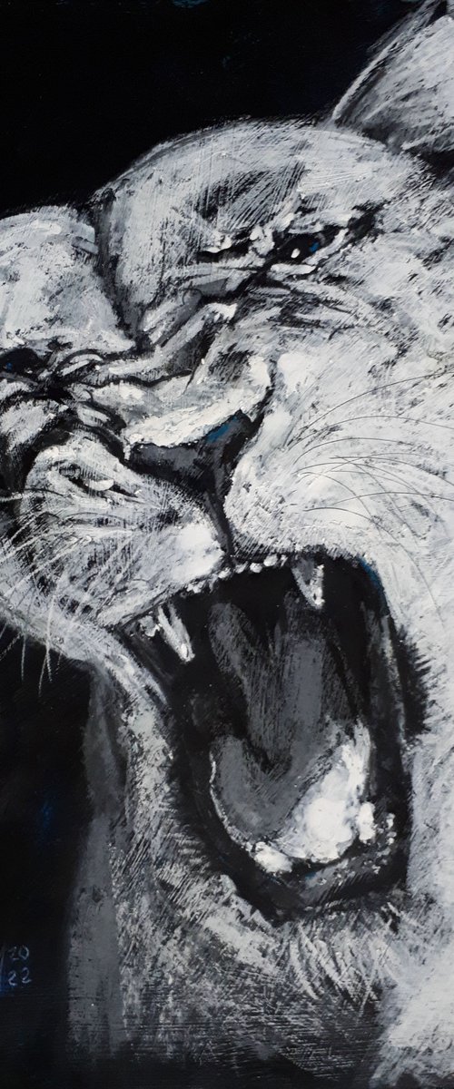 Aggression... / FROM THE ANIMAL PORTRAITS SERIES / ORIGINAL PAINTING by Salana Art Gallery