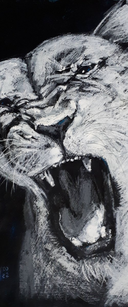 Aggression... / FROM THE ANIMAL PORTRAITS SERIES / ORIGINAL PAINTING by Salana Art