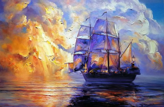 "Ship" Large painting by Artem Grunyka