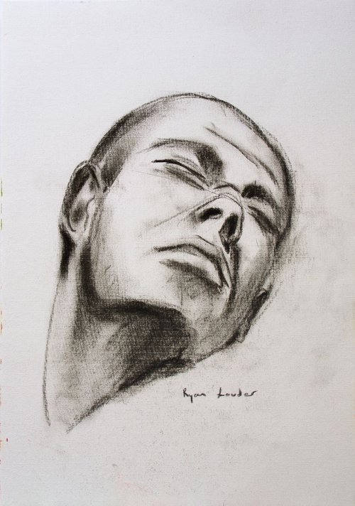 Study of a Mans Face 12x16 charcoal on paper by Ryan  Louder